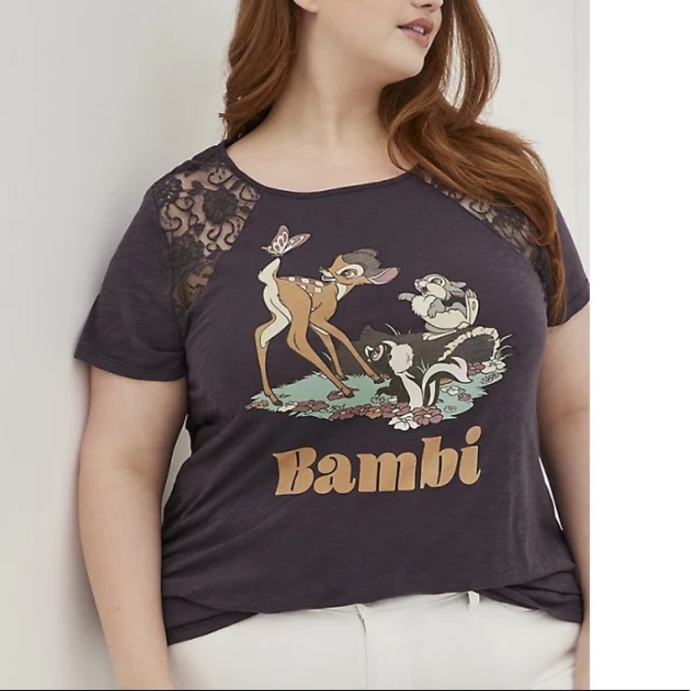 TORRID NWT DISNEY BAMBI HI-LOW SWING LACE TOP